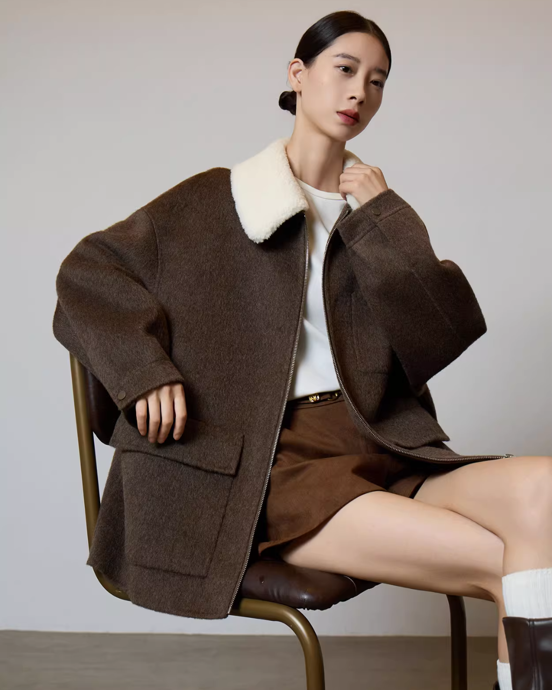 Fur Collar Suede Jacket SUY0011