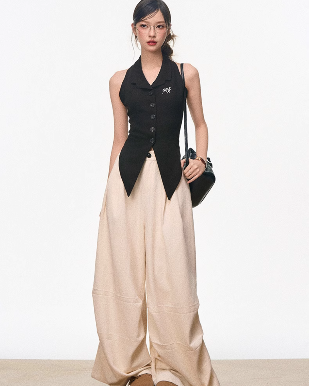 Halter Neck Slim Top / Wide Casual Pants WEO0044