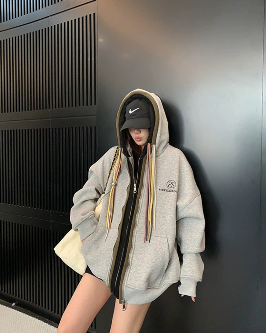 Colorful Drawcord Zip-Up Hoodie YLS1075