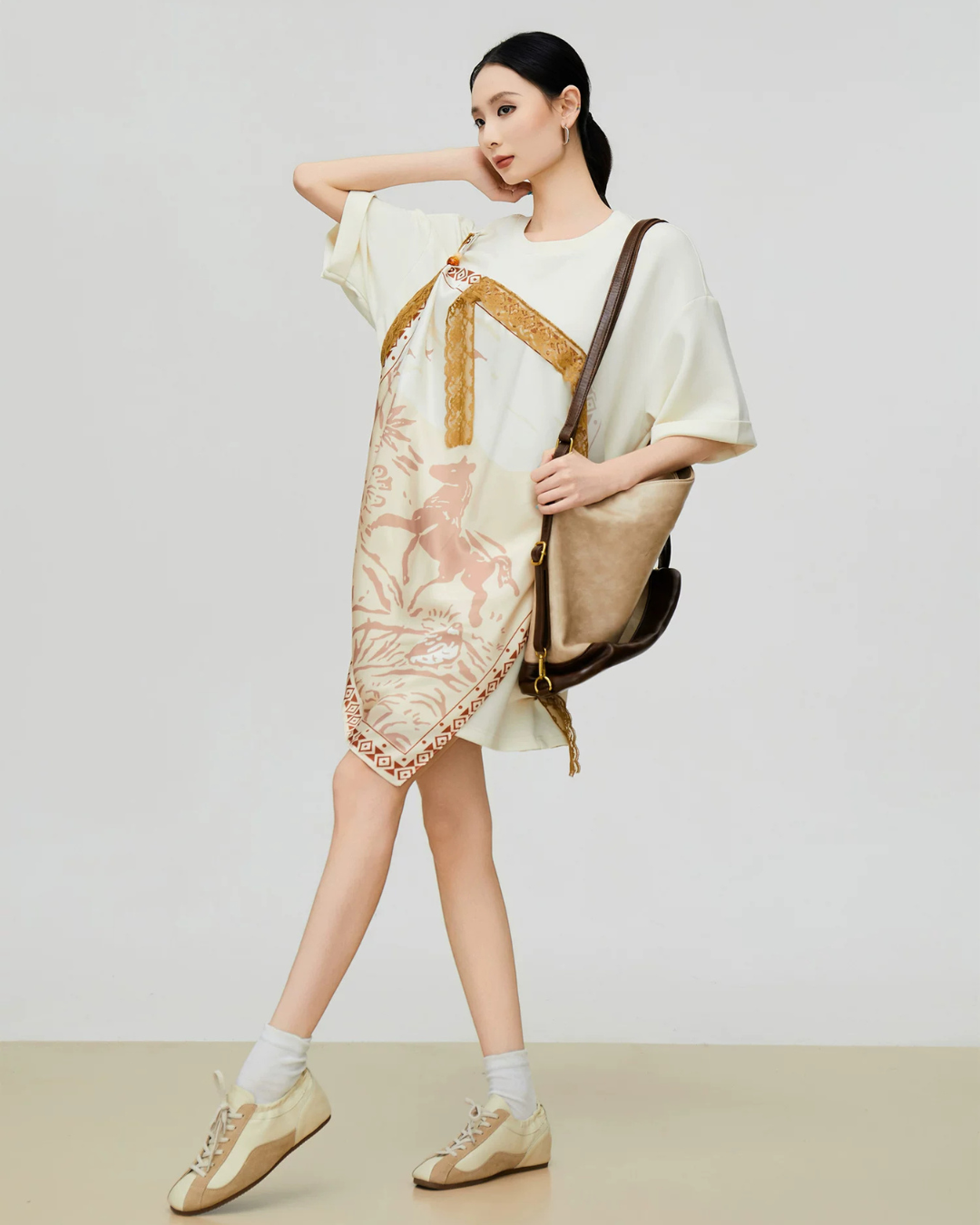 Horse-Handle Scarf Layered Dress FER0295