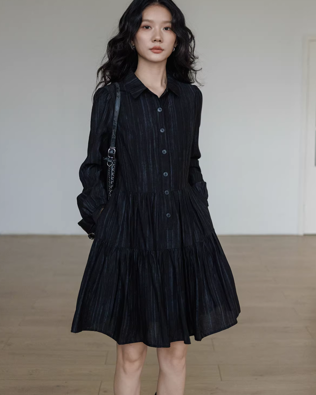 Polo Collar Long-Sleeve Dress VAS0190