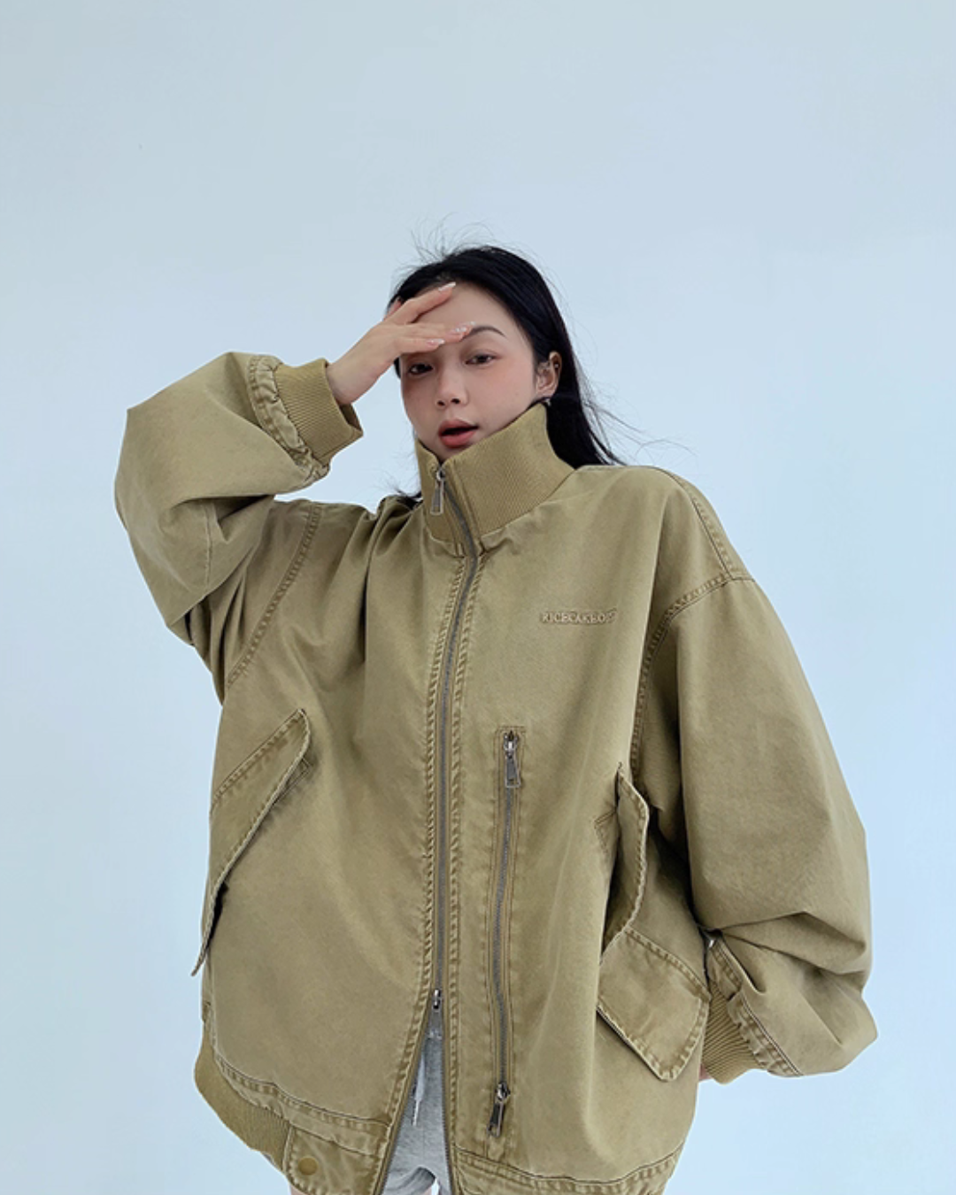 Double Zipper Stand Collar Jacket YLS0933