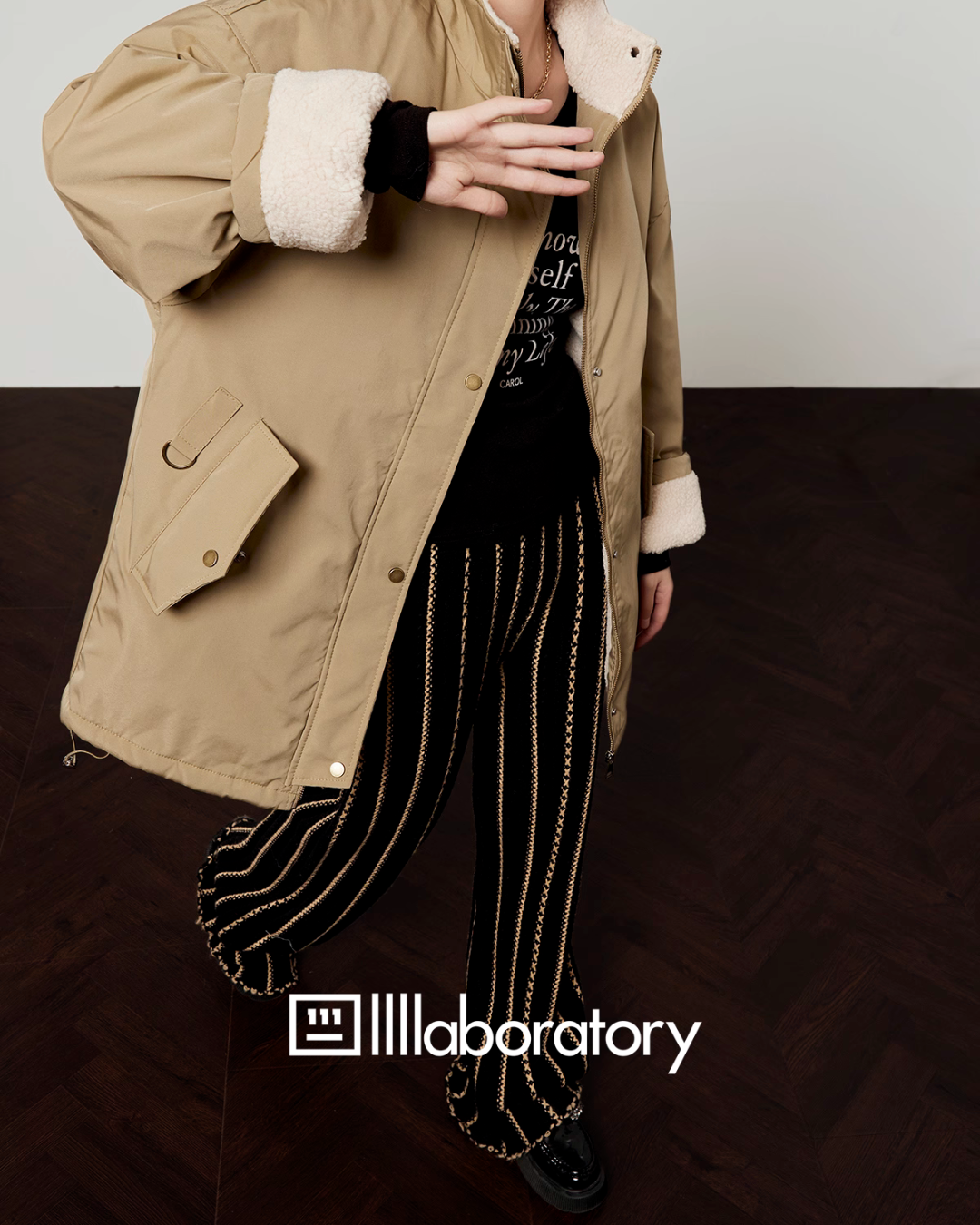 Boa Military Jacket/Black Striped Pants LLA0558