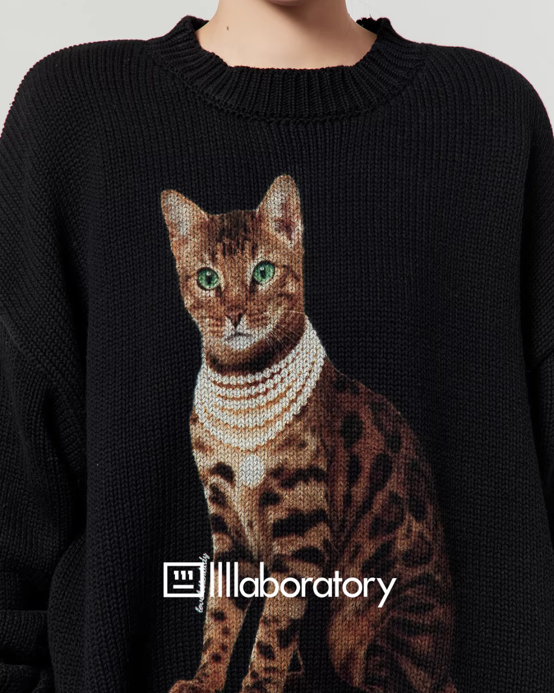 Cat Print Knit Top/Leopard Print Mini Skirt LLA0623