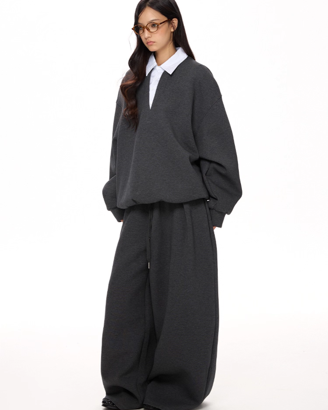 V-Neck Knit Top / Loose Sweatpants VAT0008