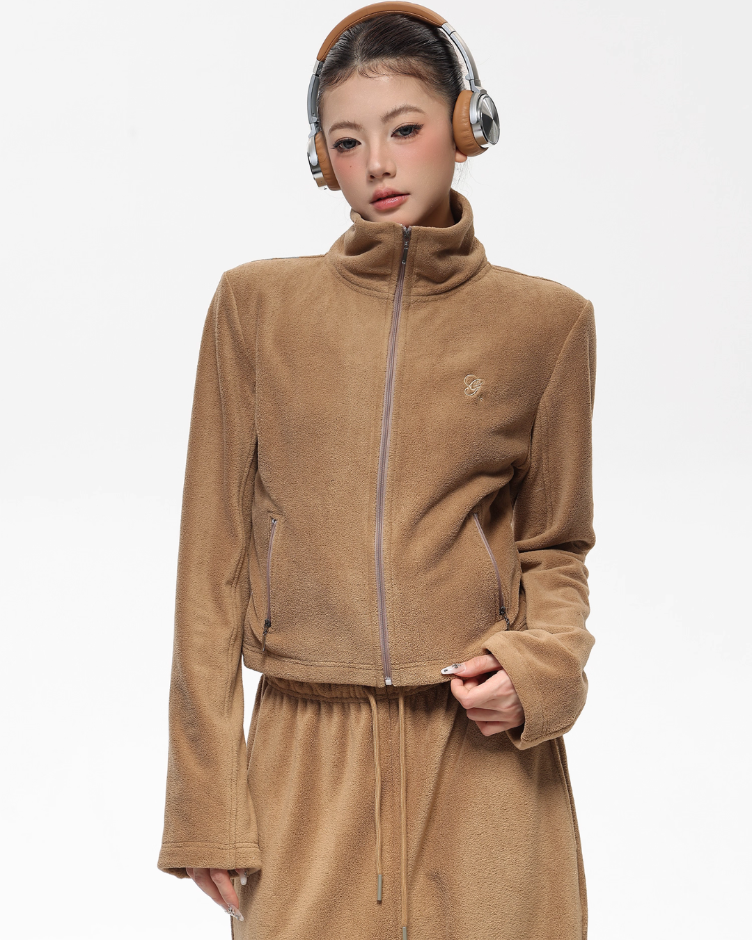 Retro Stand Collar Short Jacket / Sweatpants ACS0302