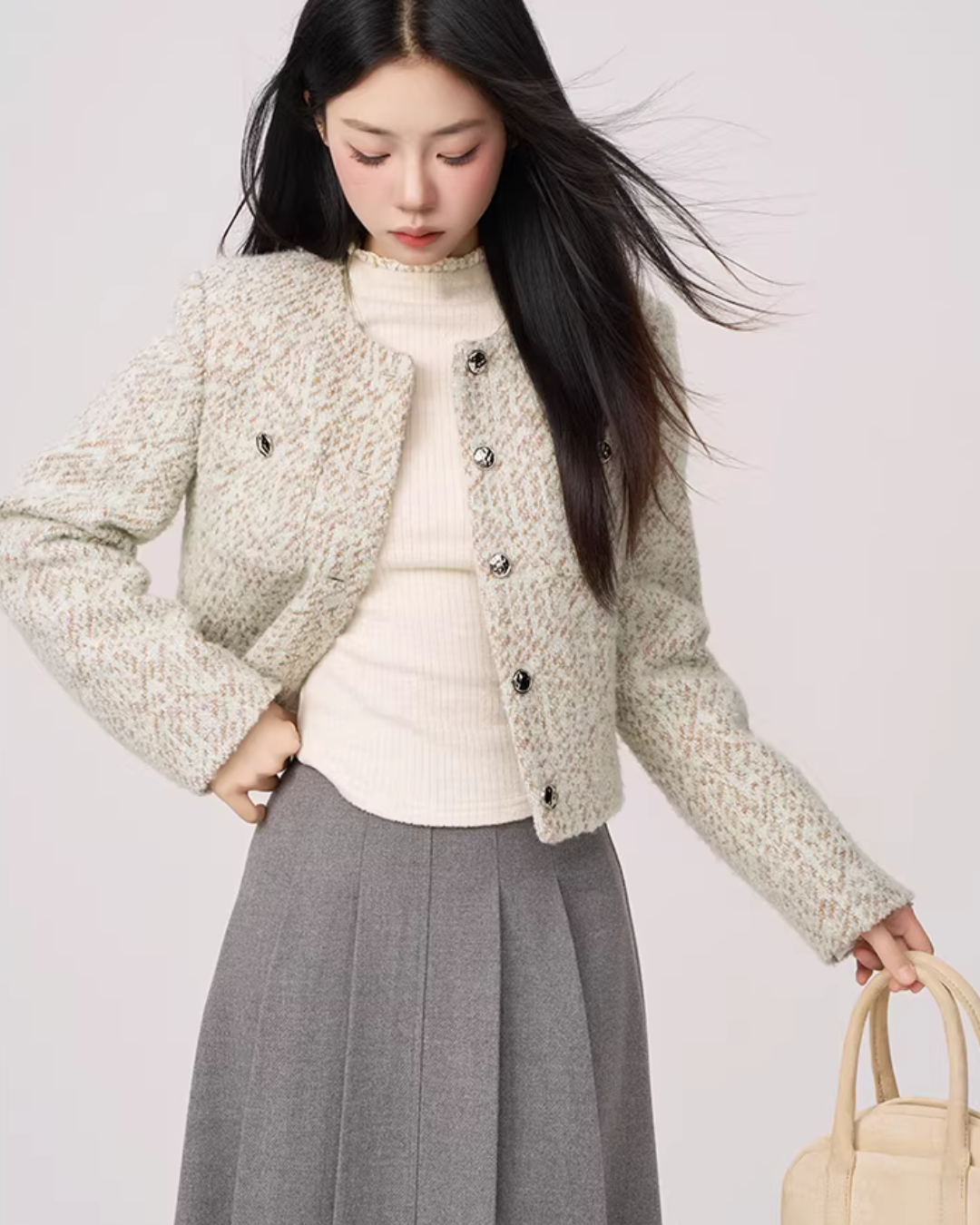 Feminine Short Tweed Jacket WDB0019