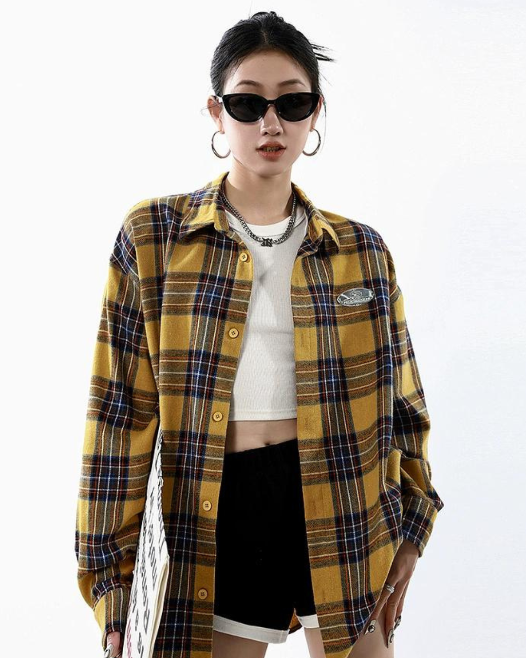 Loose Plaid Long Sleeve Shirt ICM0012