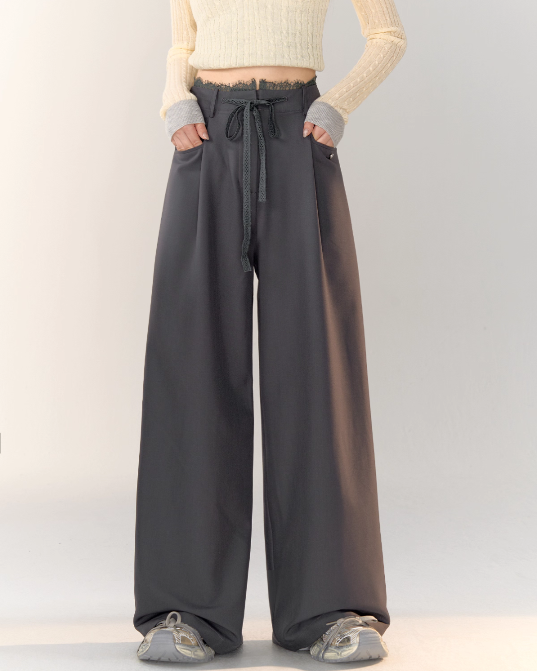 Race Ribbon Loose Slacks Pants ASG0061