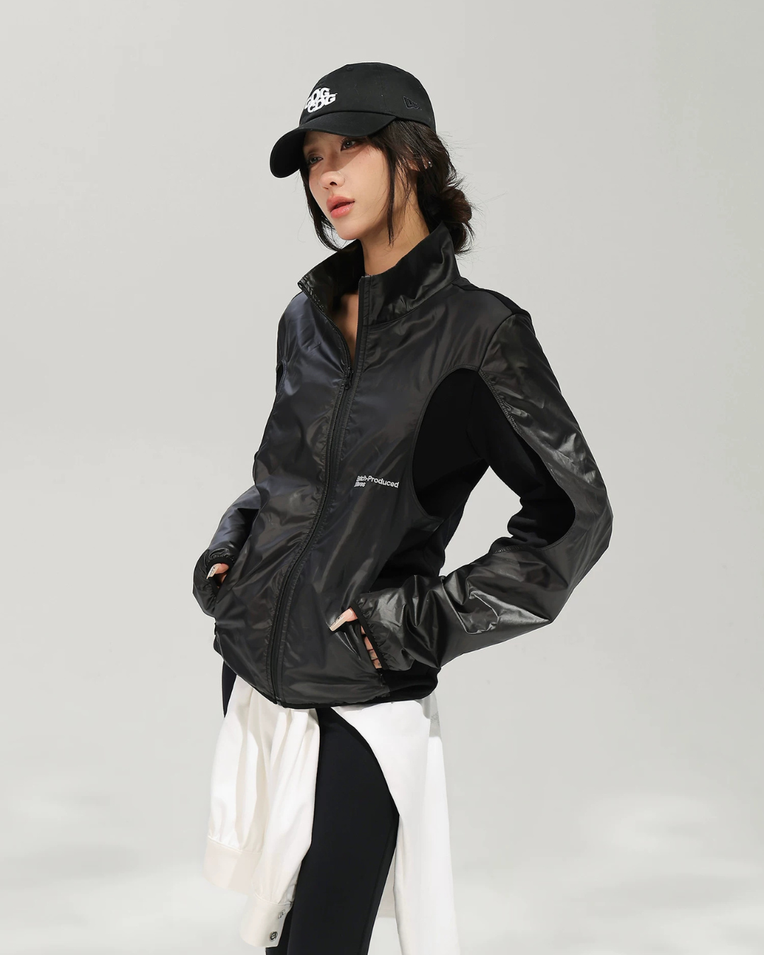 Mixed Material Zip-Up Tech Jacket ACS0386
