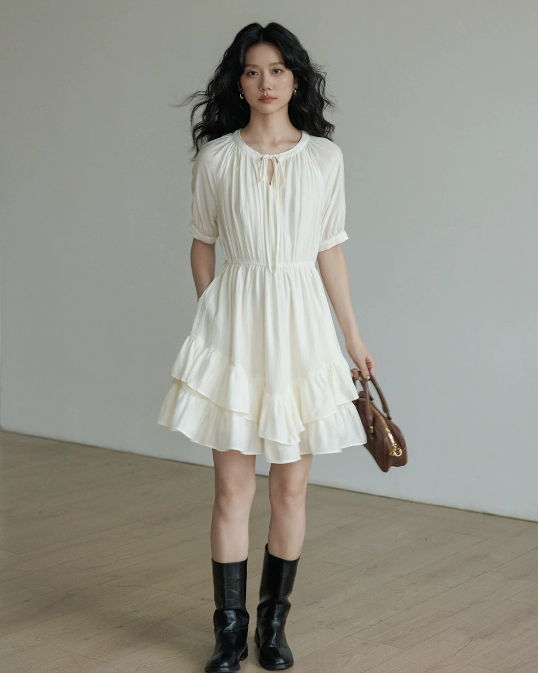 V-Neck Tiered Mini Dress VAS0201