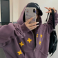 Patch Embroidered Distressed Hoodie  YLS1047