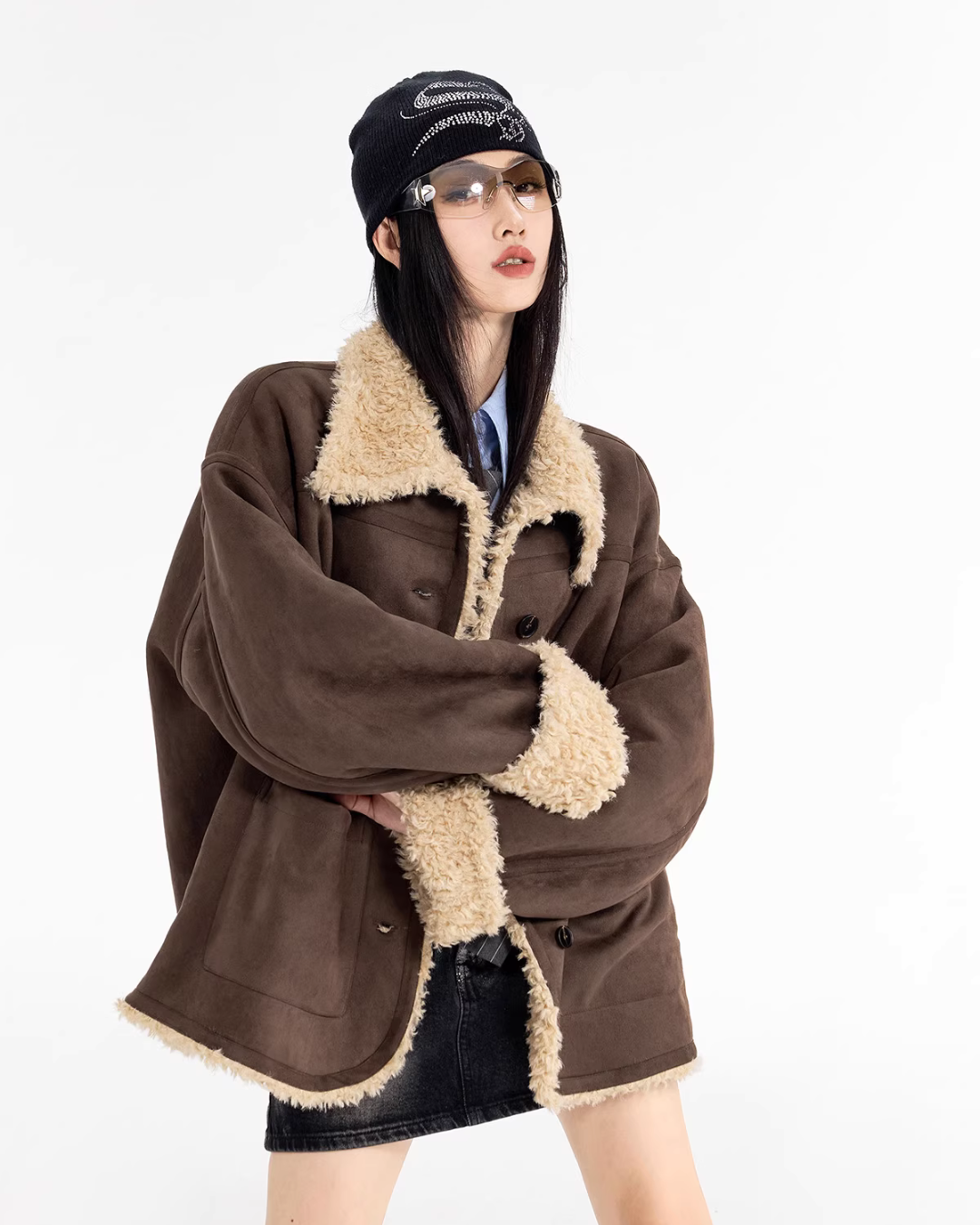 Stand Collar Mouton Coat ICM0106