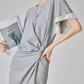 Gray Irregular Short-Sleeve Dress FER0049