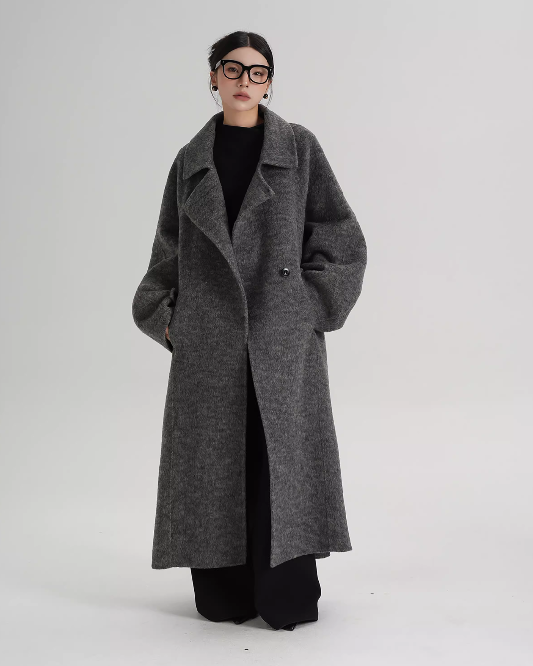 Stand Collar Long Loose Wool Coat SRS0361