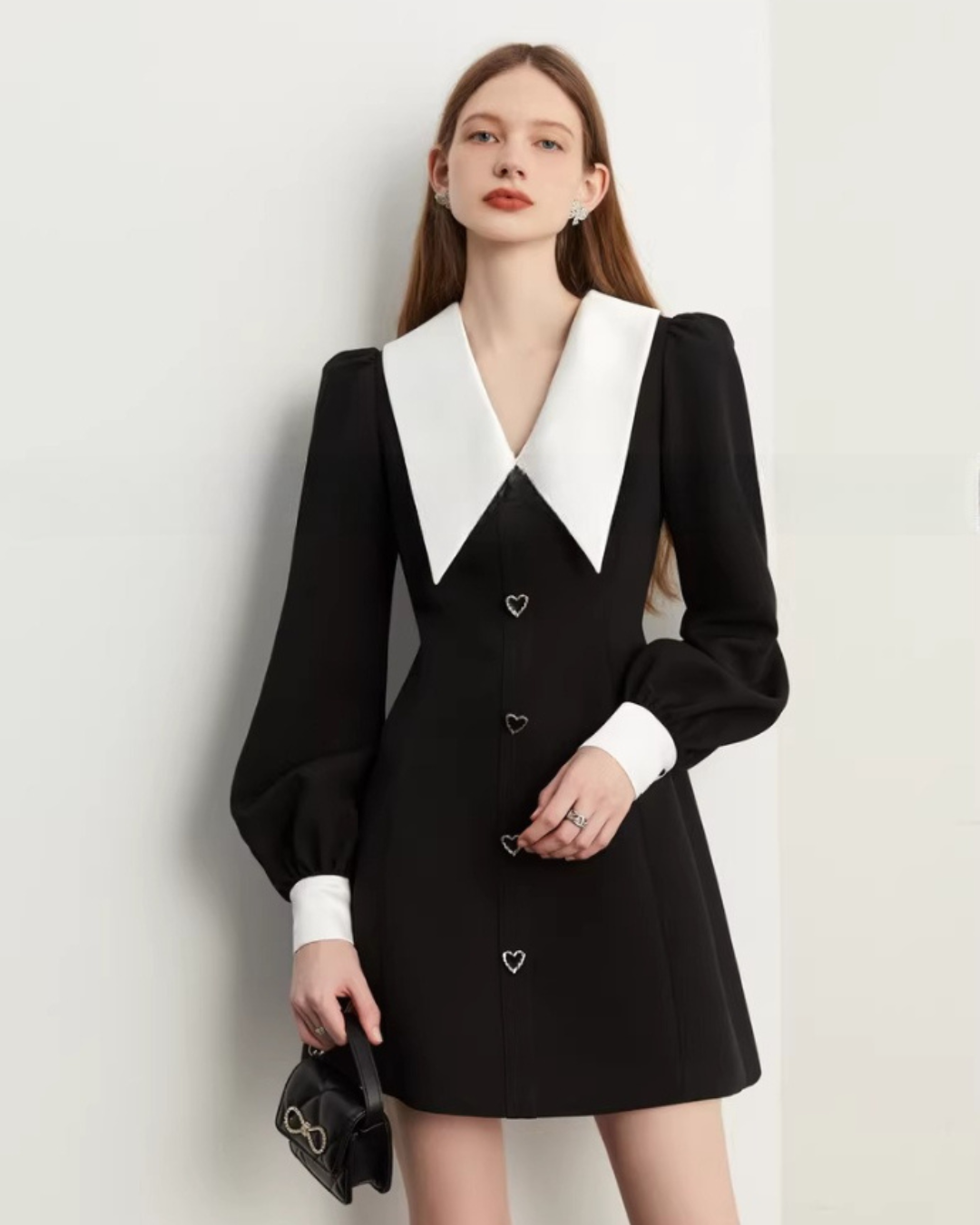 Big Collar Heart Button Dress DPY0072