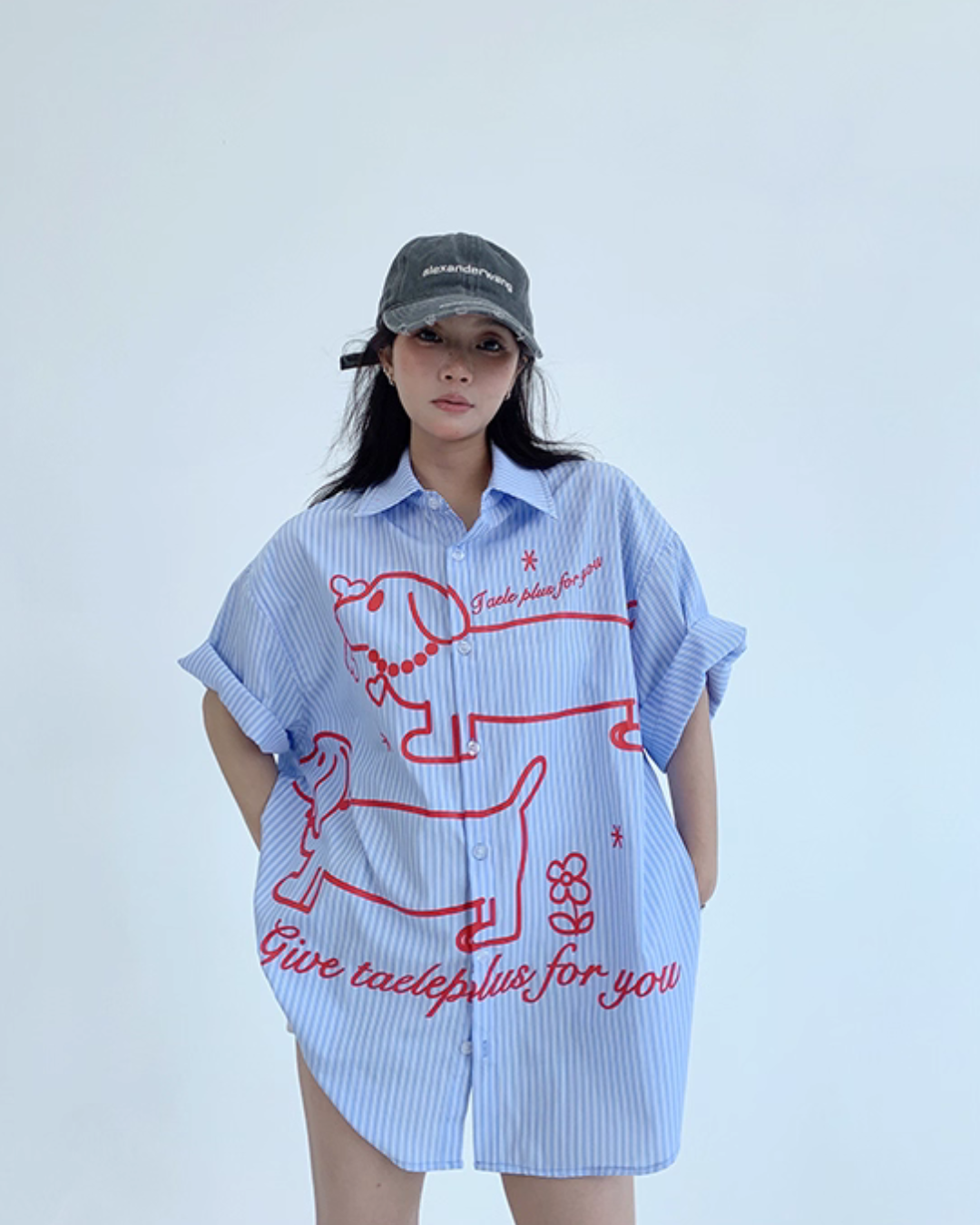 Dog Print Striped Shirt YLS0893