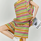 Multicolor Striped Sleeveless Top / Shorts FER0353