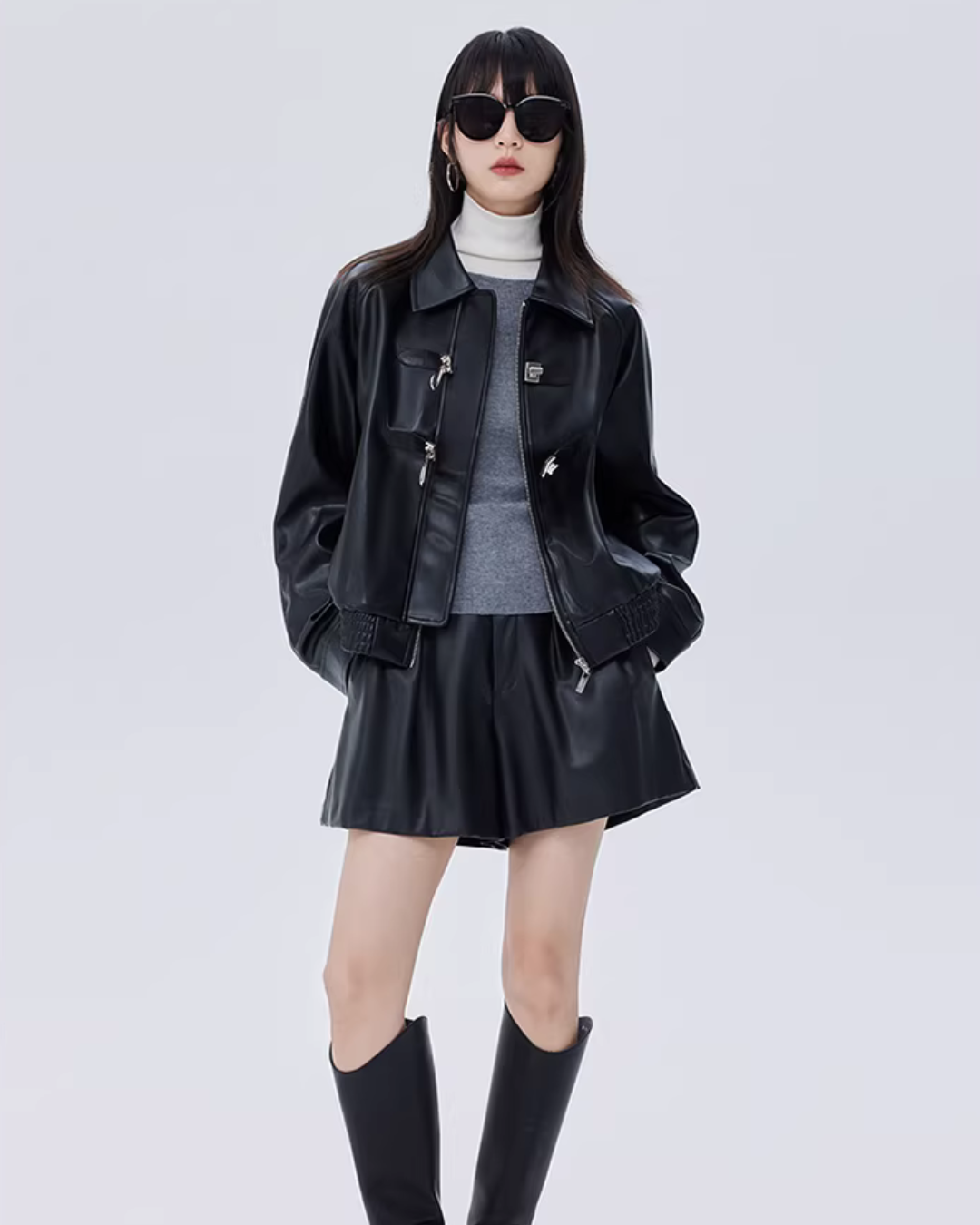 Silver Buckle Leather Jacket SHN0024