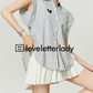 Heart Embroidered Striped Shirt / Flared Mini Skirt LLA0093