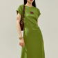 Green Waist Slim T-shirt Dress LLA0107