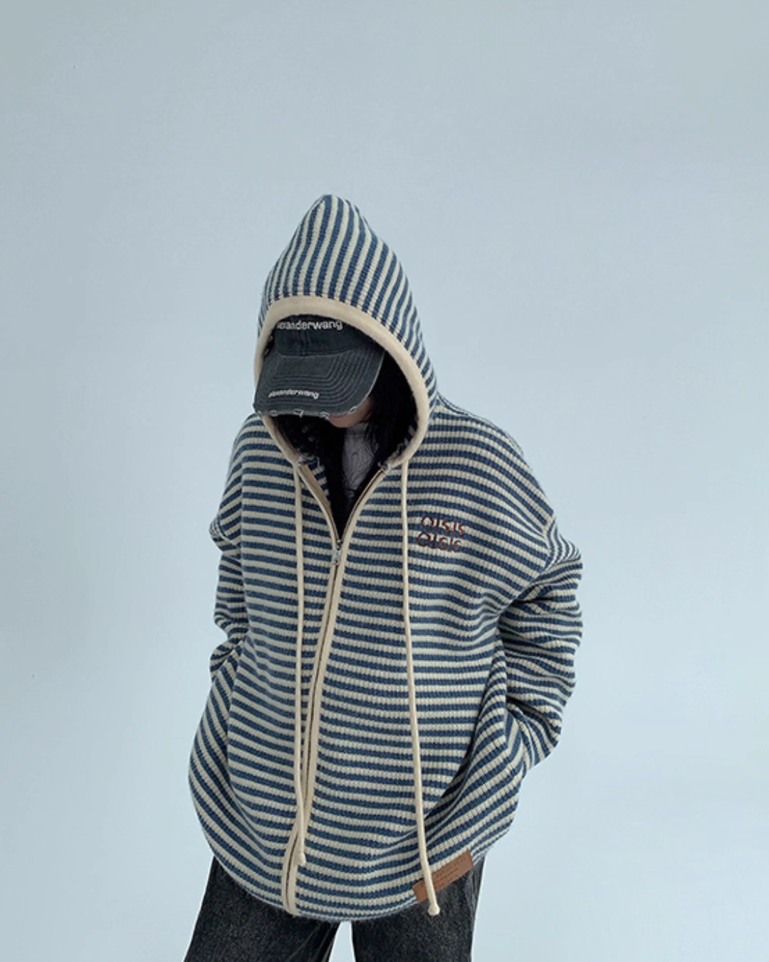 Stripe Relaxed Knit Hoodie YLS0999
