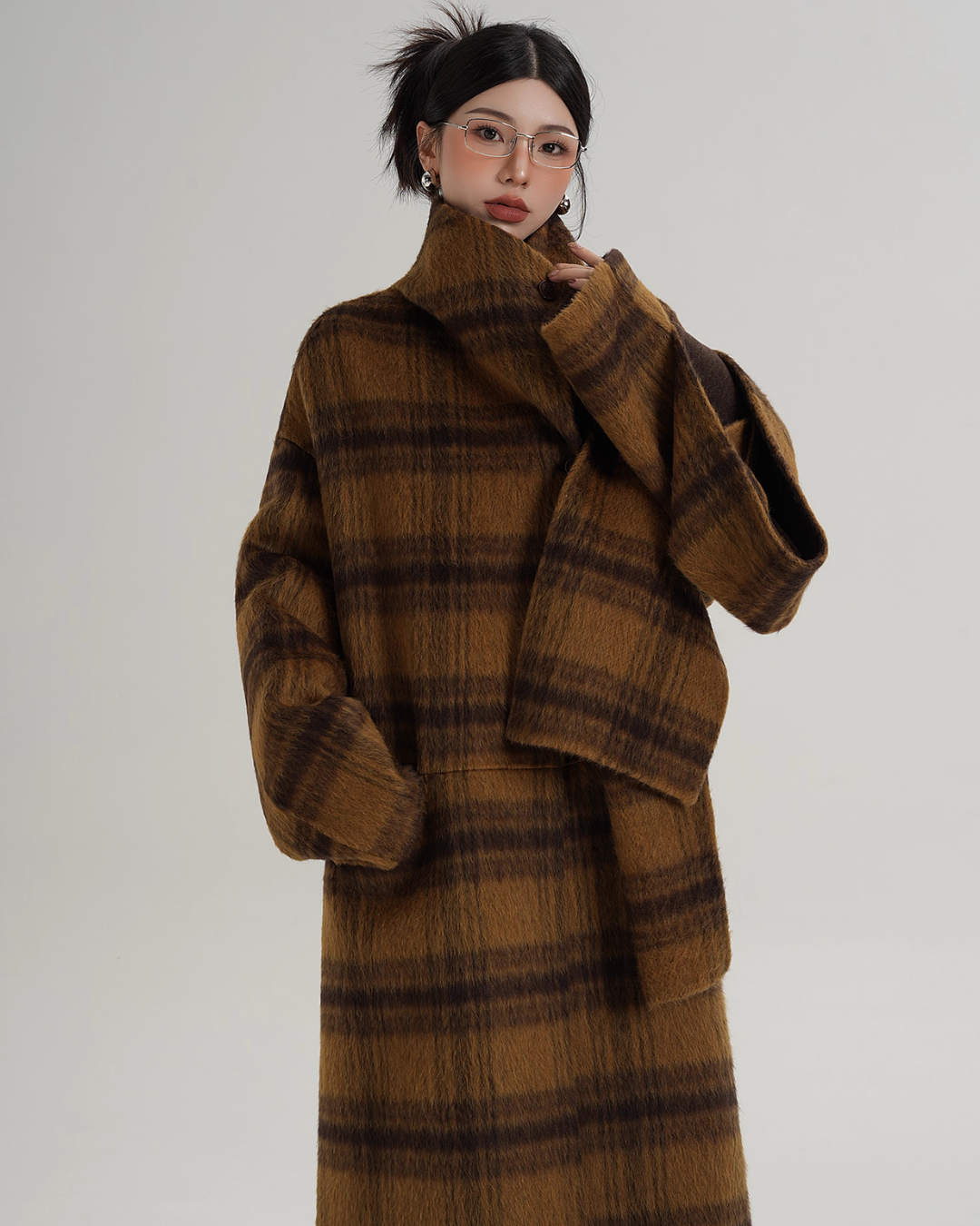 Plaid Long Wool Coat SRS0390