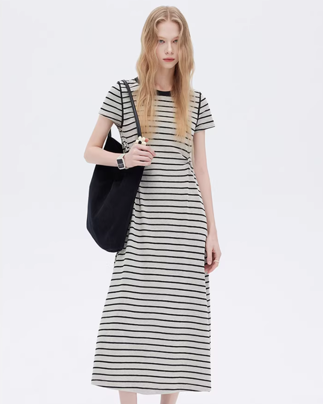 Border Slim Fit Long Dress SHN0001