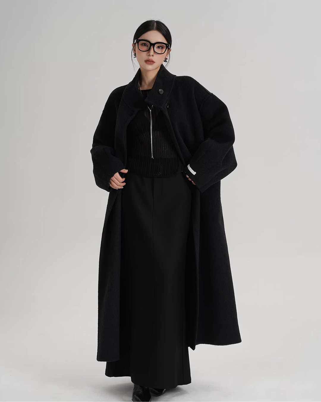 Mock Neck Long Coat SRS0413