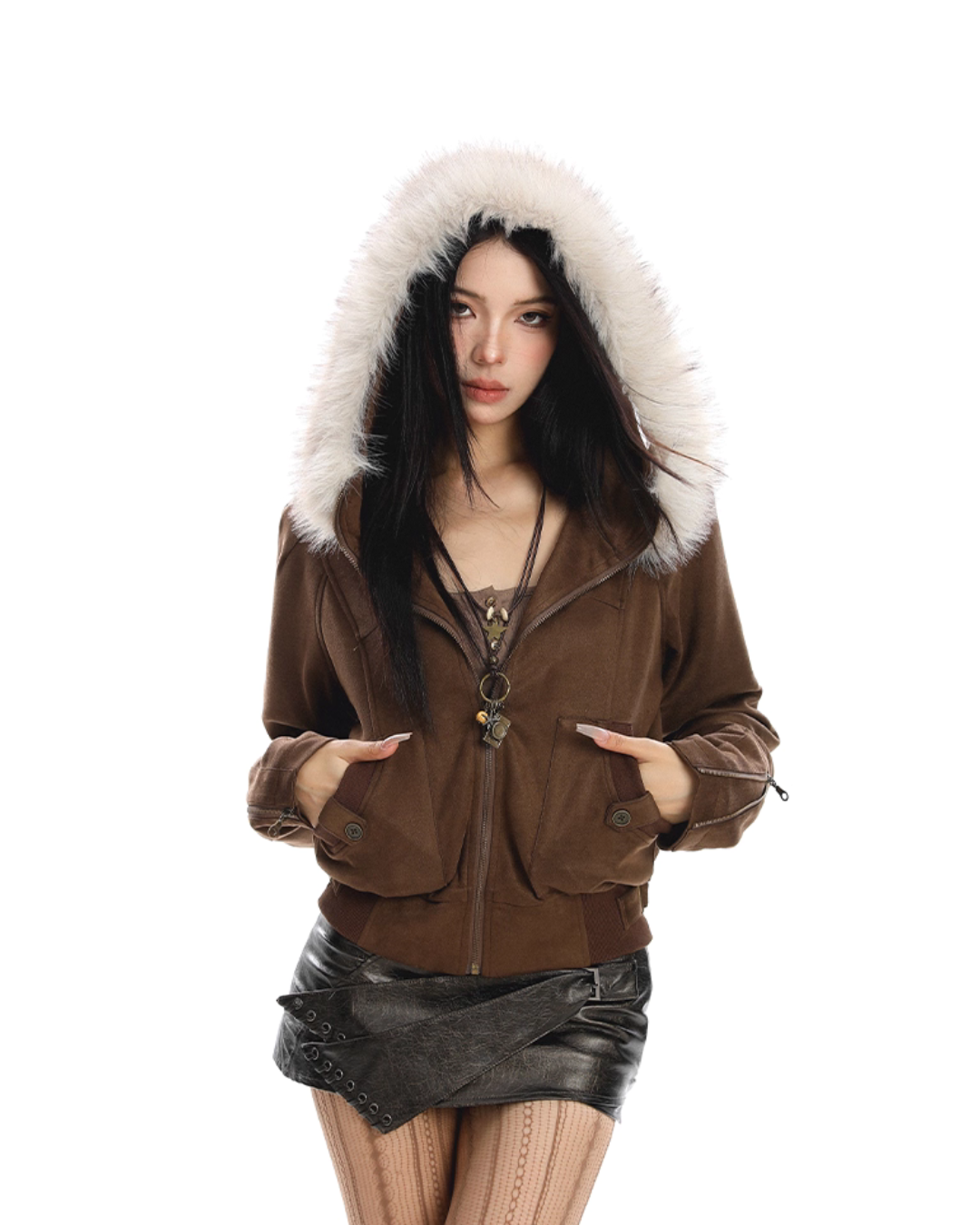 Fur Hood Suede Jacket BGS0025