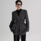 Collarless Wool Coat with Choker SRS0393
