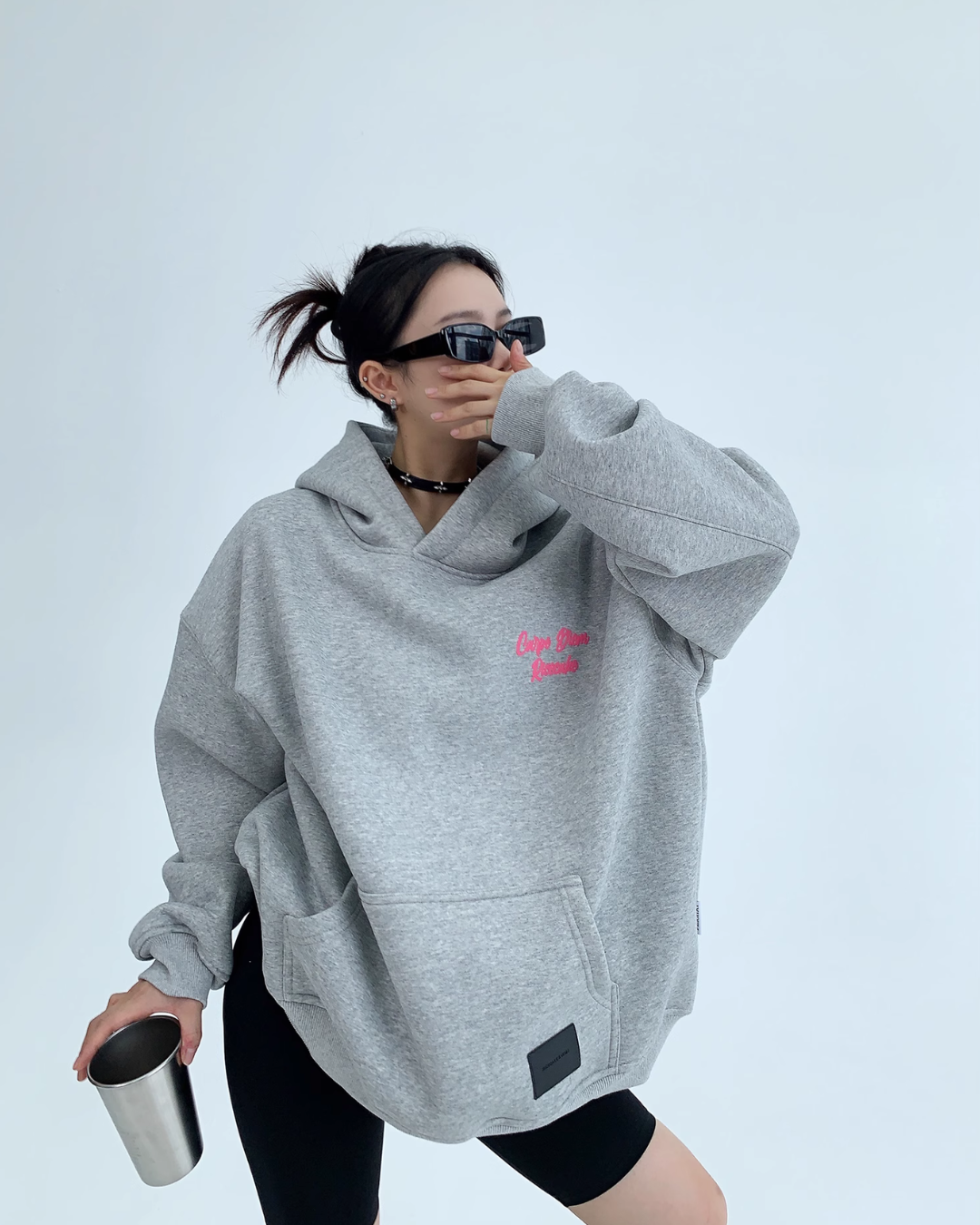 Pink Logo Pullover Hoodie YLS0697