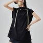 High-Neck Drawstring French Sleeve Top FER0222