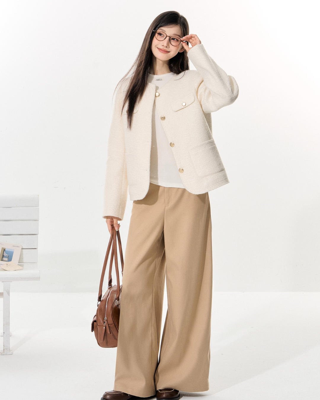 Tweed Jacket/Wide Pants/Long-Sleeve Top ELS0003