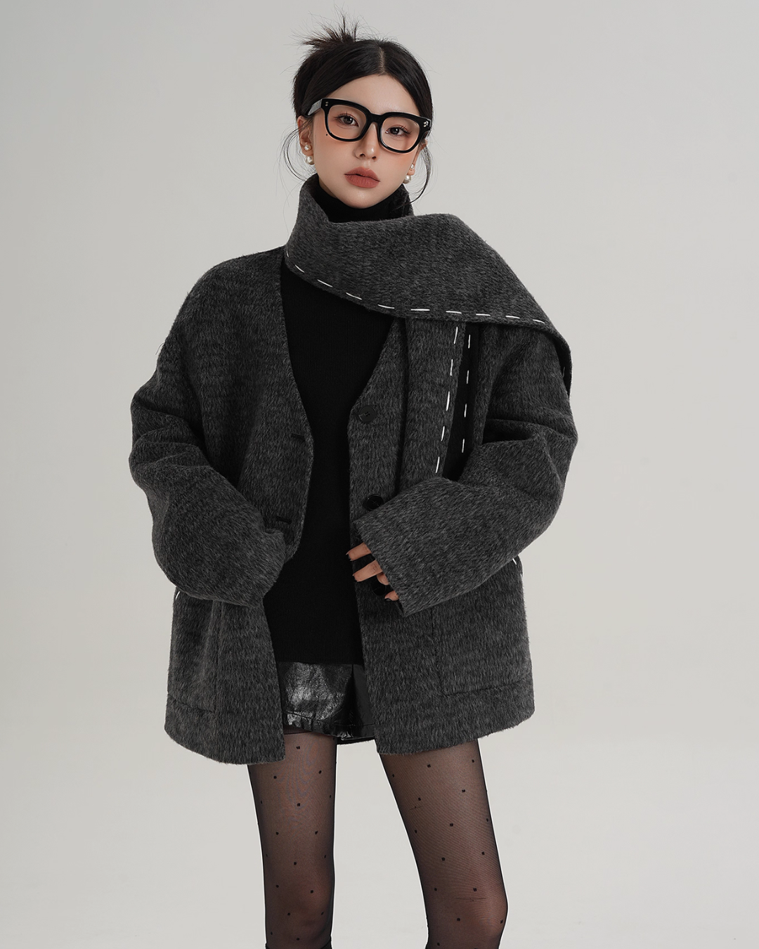 Scarf Mid-Length Wool Coat SRS0383