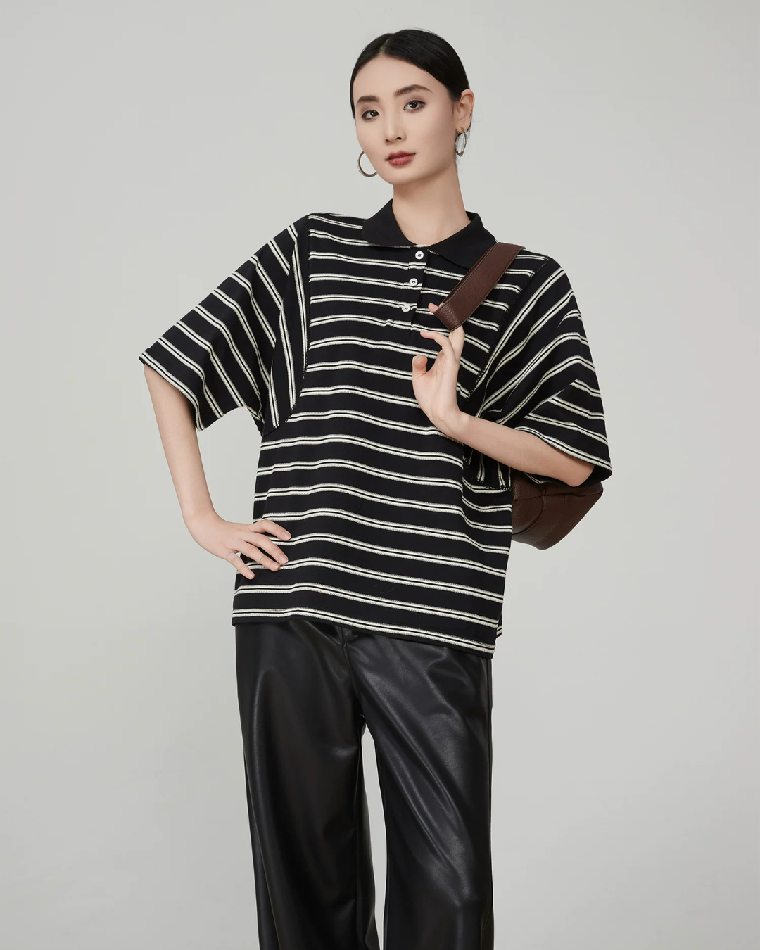 Striped Oversized Polo Shirt FER0244