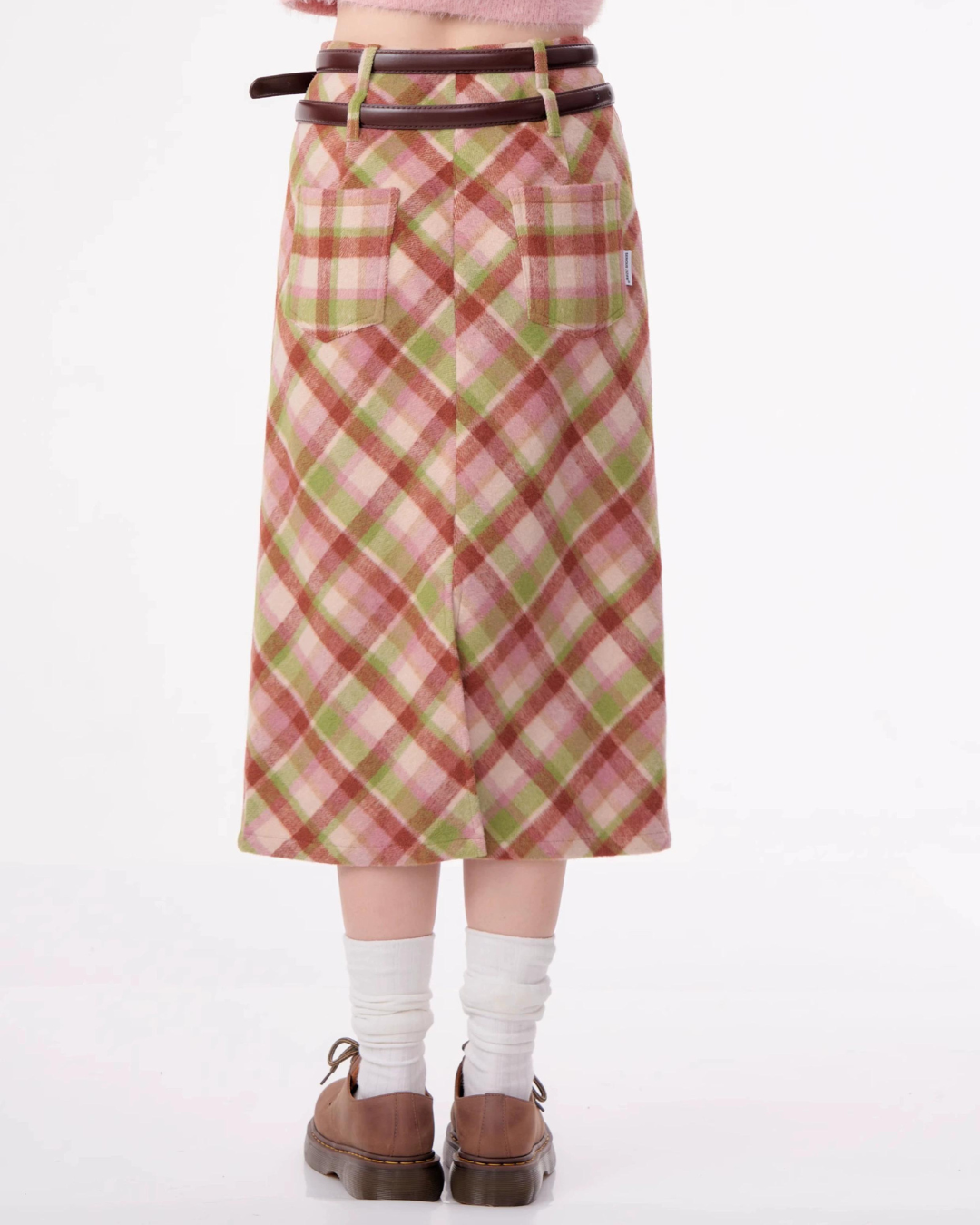 High Waist Plaid Wool Skirt ZZF0301