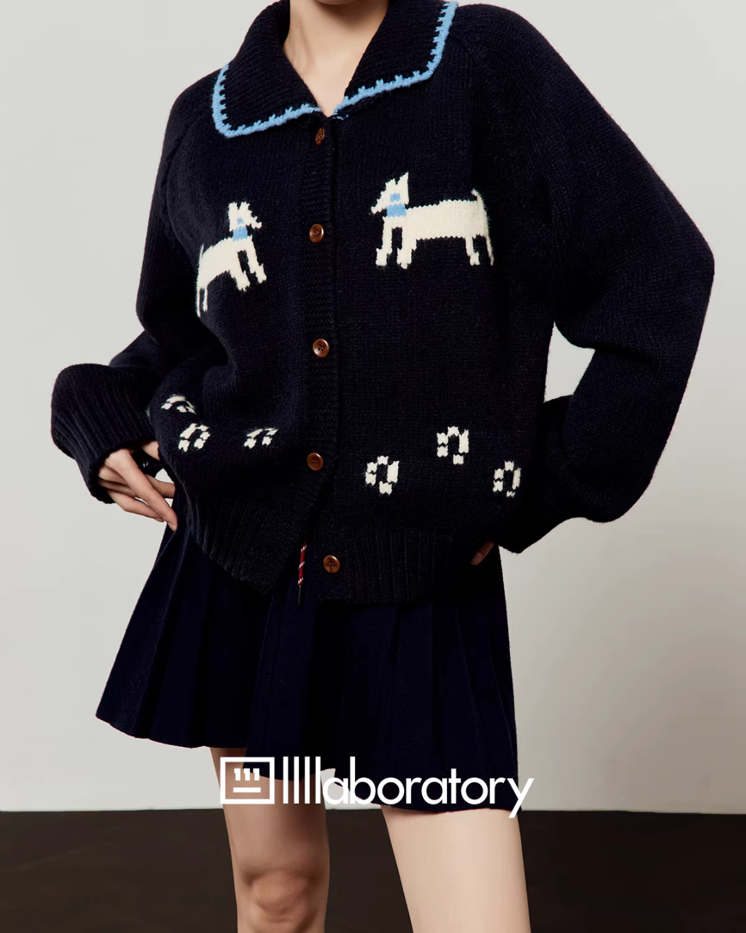 Puppy Jacquard Knit Cardigan/Mini Skirt LLA0608