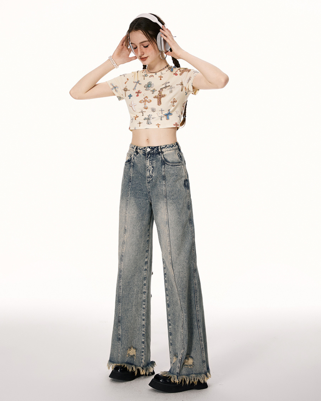 High Waist Wide Leg Denim IMO0061