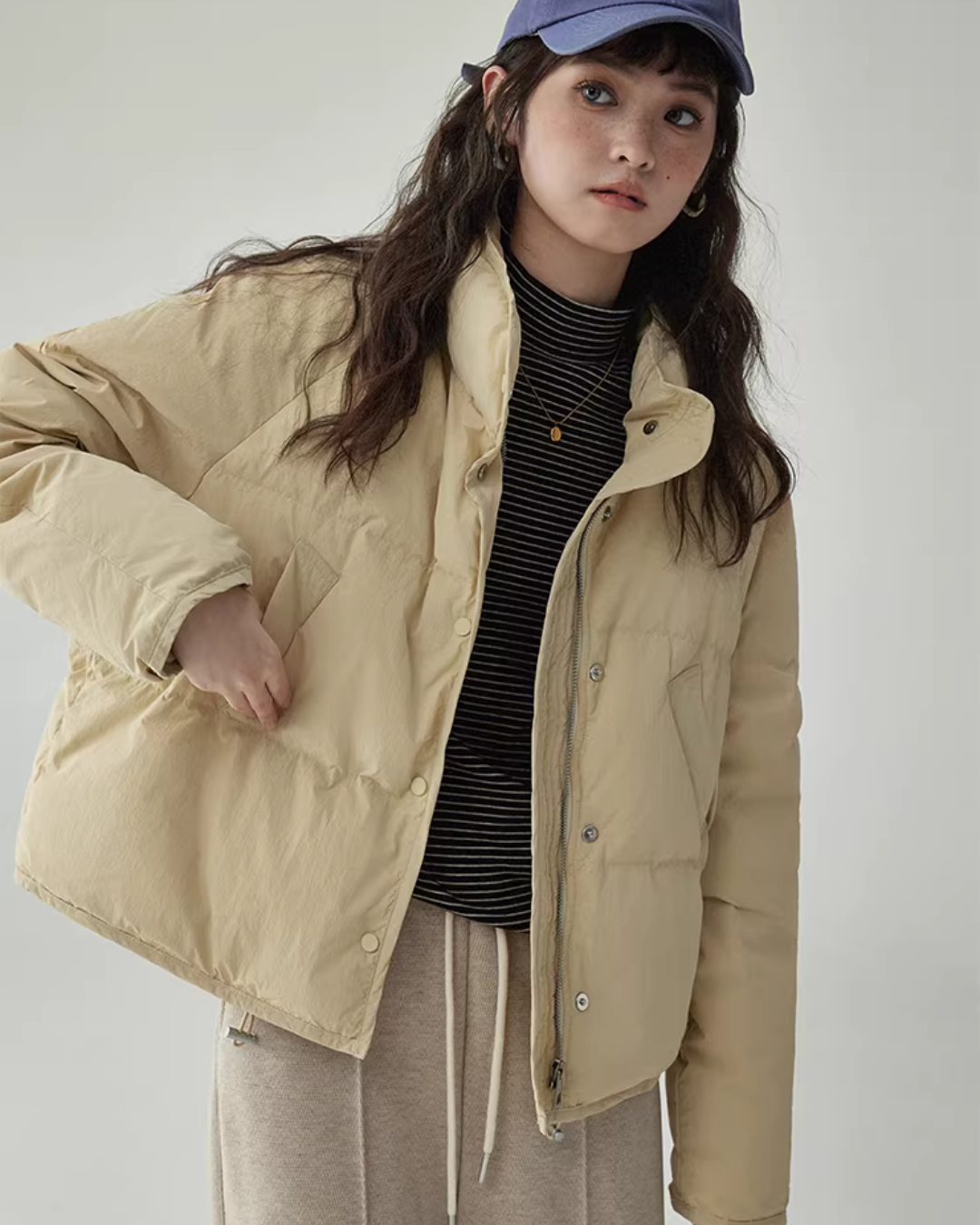 Stand Collar Short Down Jacket AMU0048
