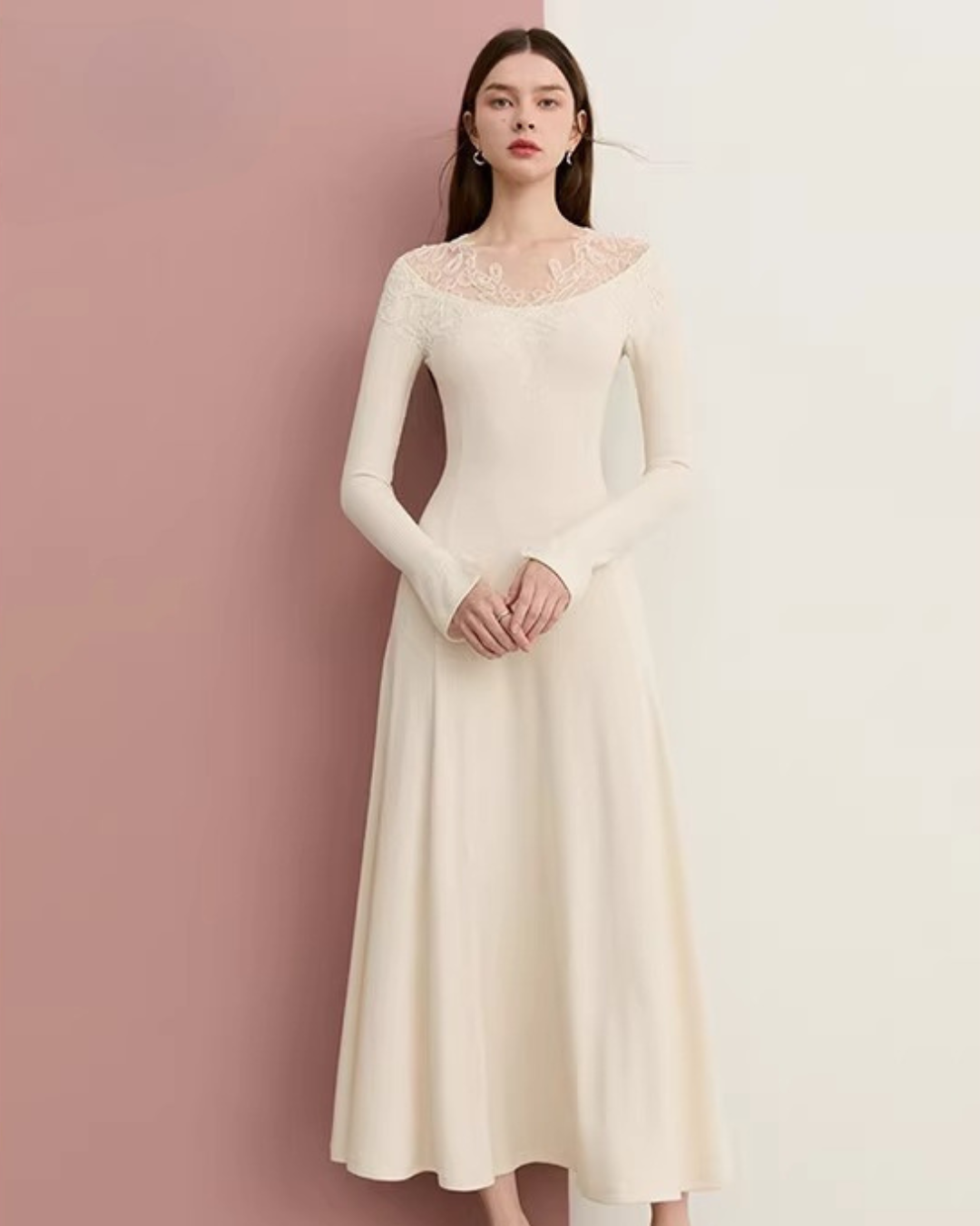 Lace French Long-Sleeve Dress DPY0080