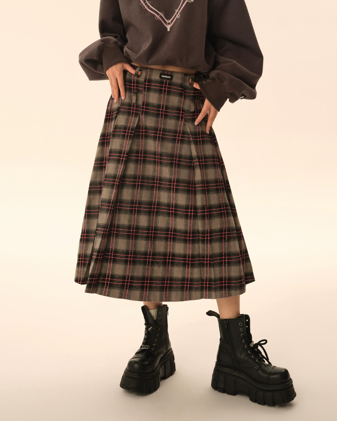 Big Plaid Long Skirt EZK0037