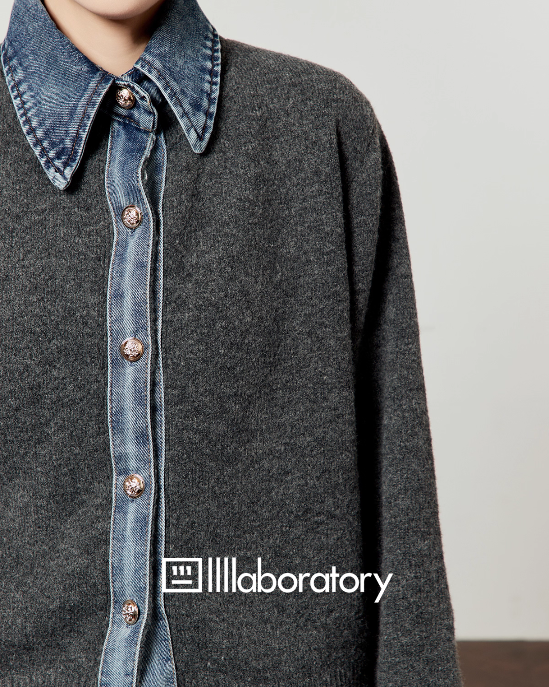 Denim Shirt Docking Knit LLA0561