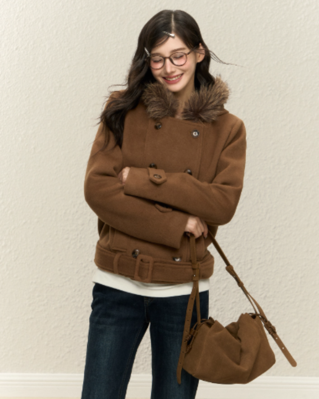 Double-Breasted Fur Coat ELS0019