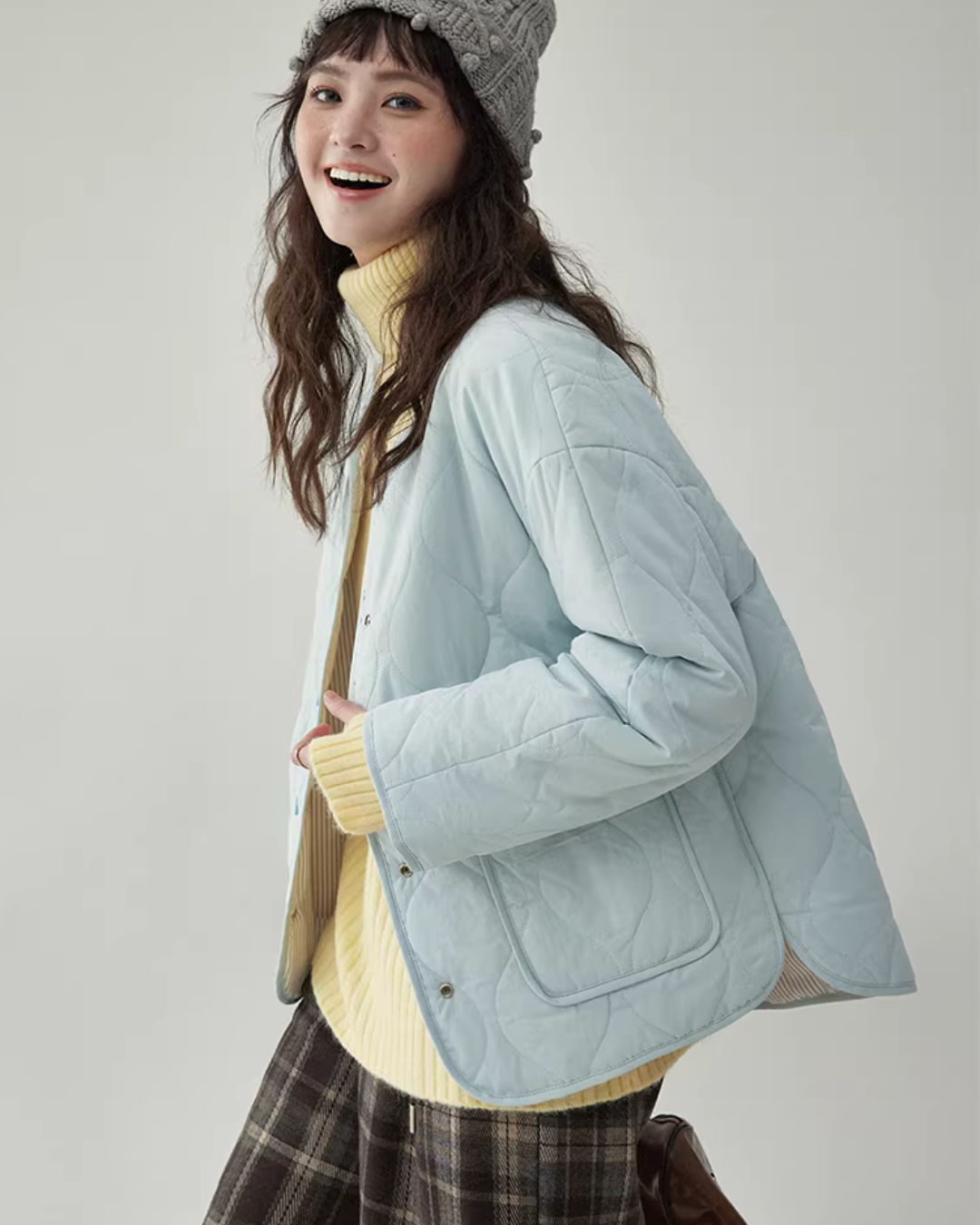 Wave Quilting Collarless Jacket AMU0045