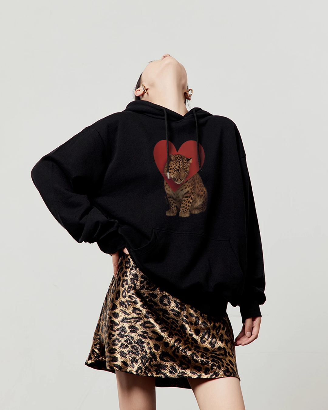 Heart Leopard Long Sleeve T-Shirt / Leopard Skirt LLA0535