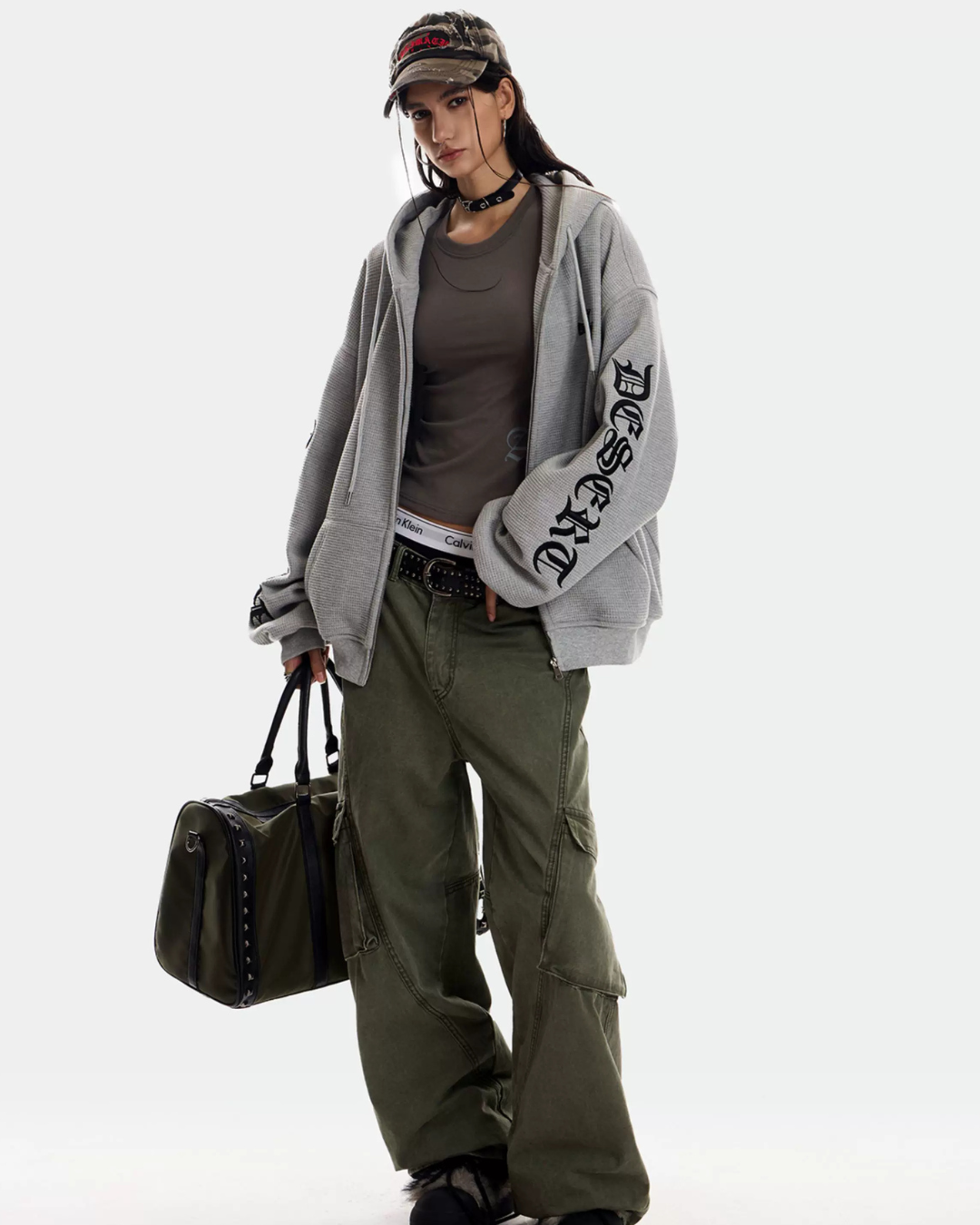 Waffle Knit Hoodie Zip-up Jacket ZTS0016