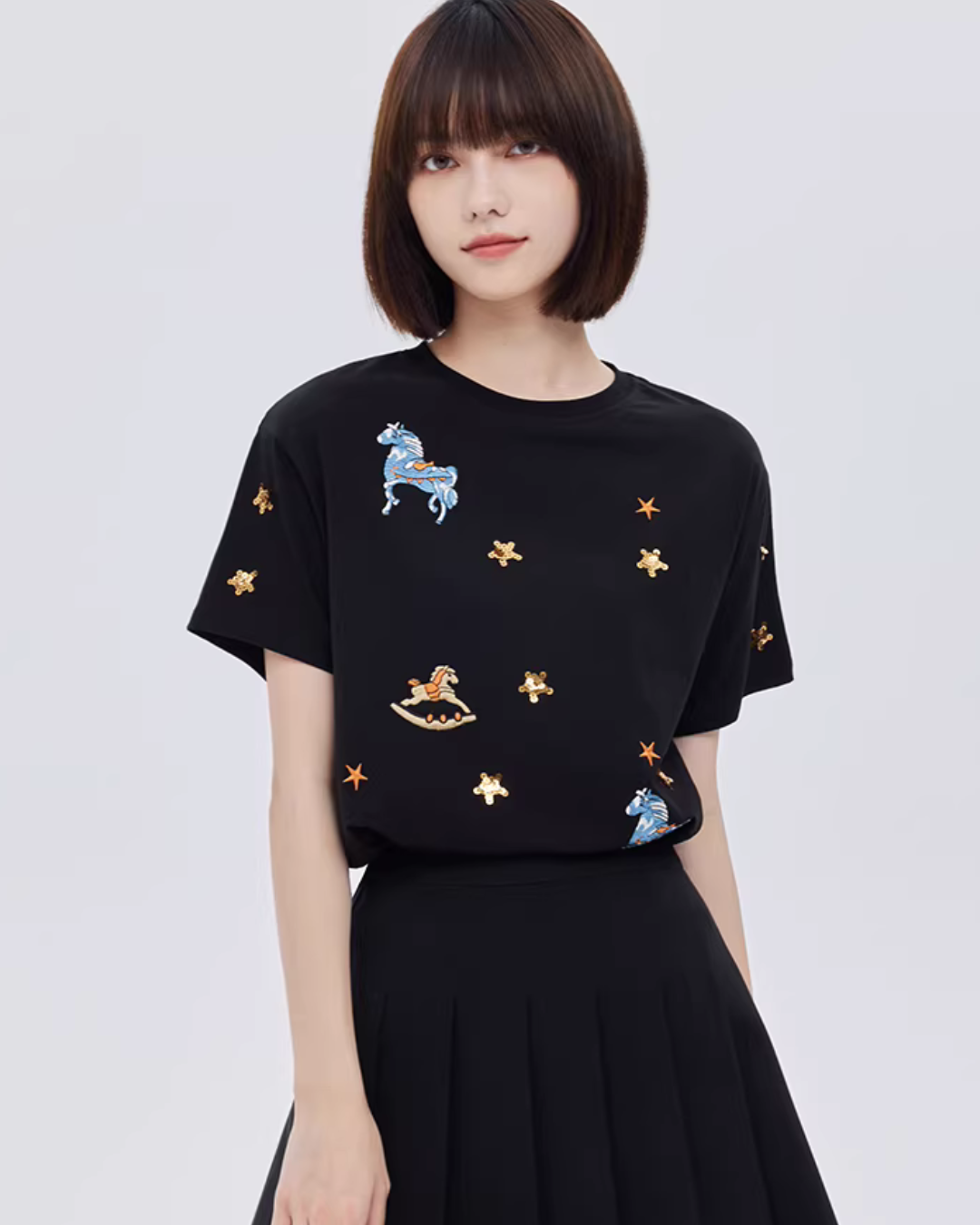 Embroidered Short-Sleeve T-Shirt SHN0004