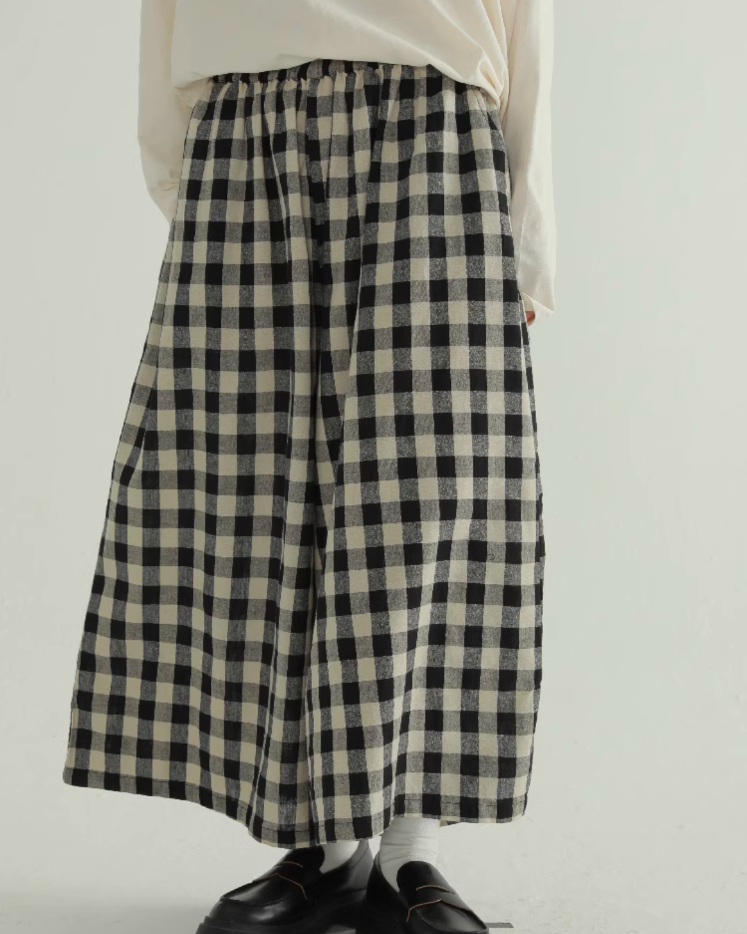 Plaid Linen Wide Pants EPR0003