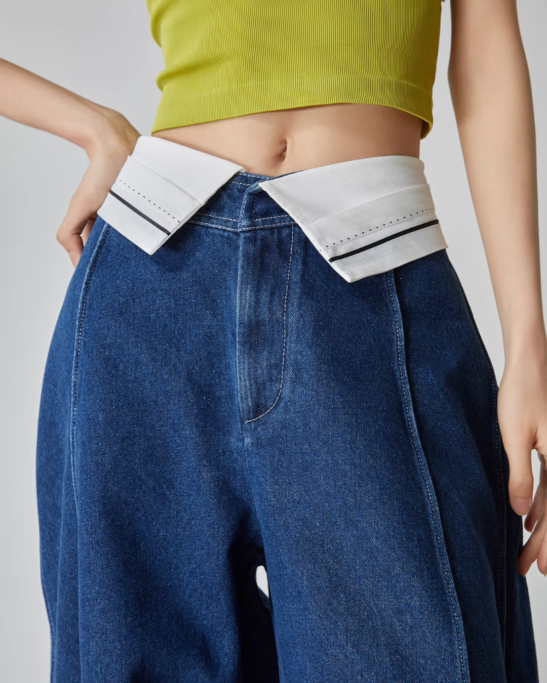 Cuffed Waist Wide Denim FER0097